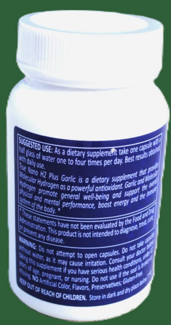 Cápsulas True Nano H2 con ajo vista cercana