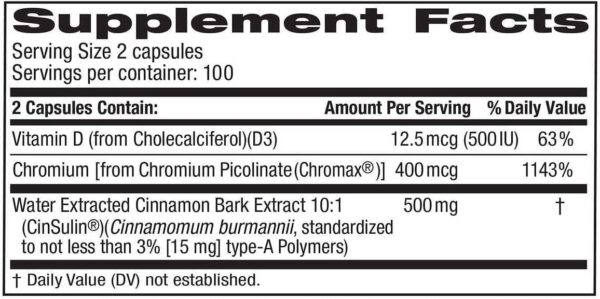 Cápsulas Trunature Cinsulin potente suplemento salud