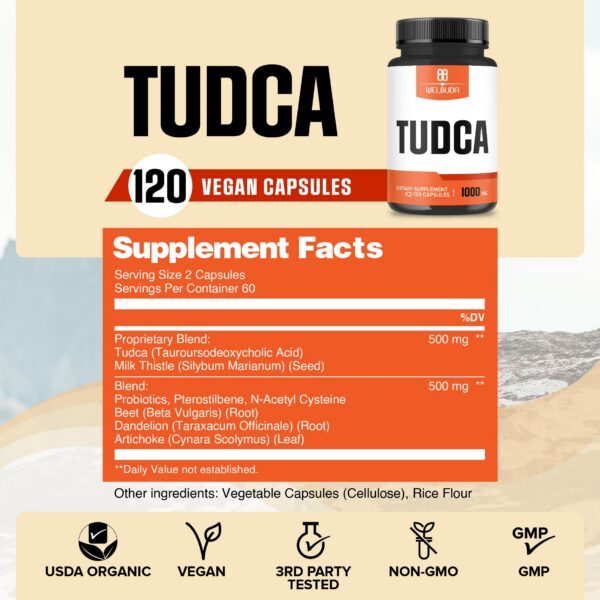 Cápsulas Tudca 1000mg para apoyo digestivo y sistema inmunológico