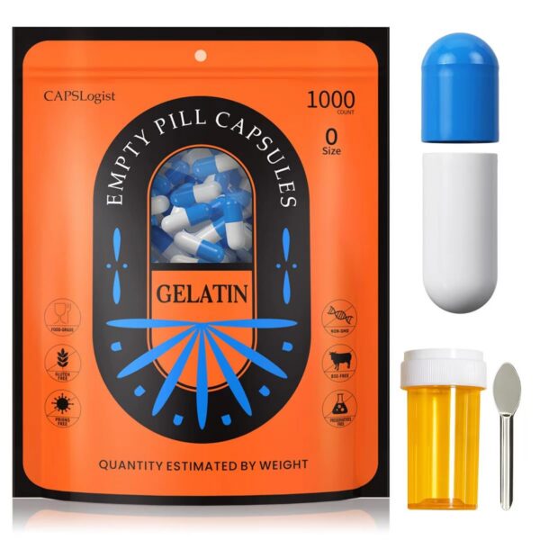 Cápsulas vacías azules y blancas tamaño 0 CAPSLogist paquete 1000