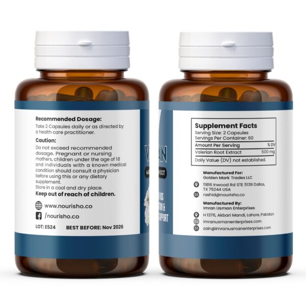 Version 1.0.0 Cápsulas de valeriana 500 mg para dormir de Nourisho