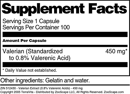 Cápsulas Extracto de Valeriana 450mg TerraVita