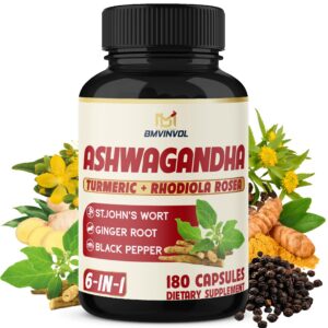Cápsulas veganas de Ashwagandha con cúrcuma y hierbas 180 unidades
