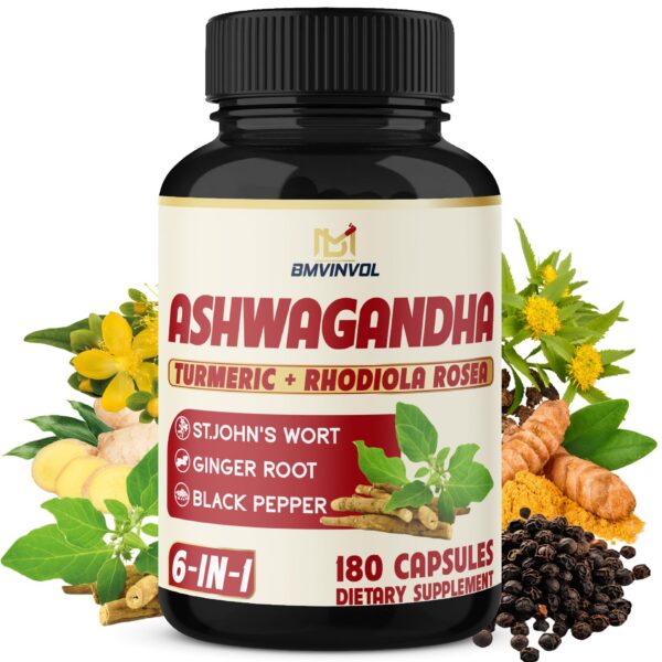 Cápsulas veganas de Ashwagandha con cúrcuma y hierbas 180 unidades