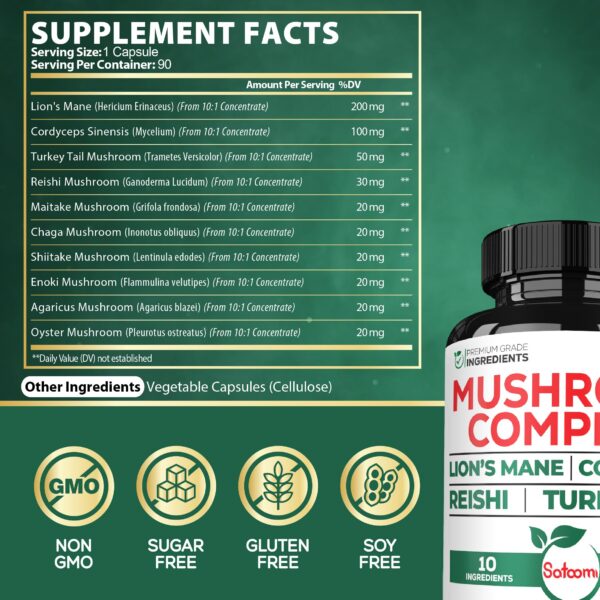 Cápsulas veganas de complejo Melena de León con hongos