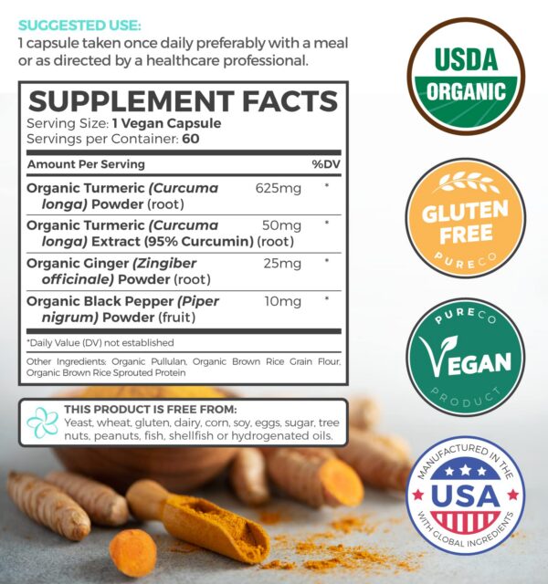 Cápsulas veganas de cúrcuma orgánica y extractos naturales
