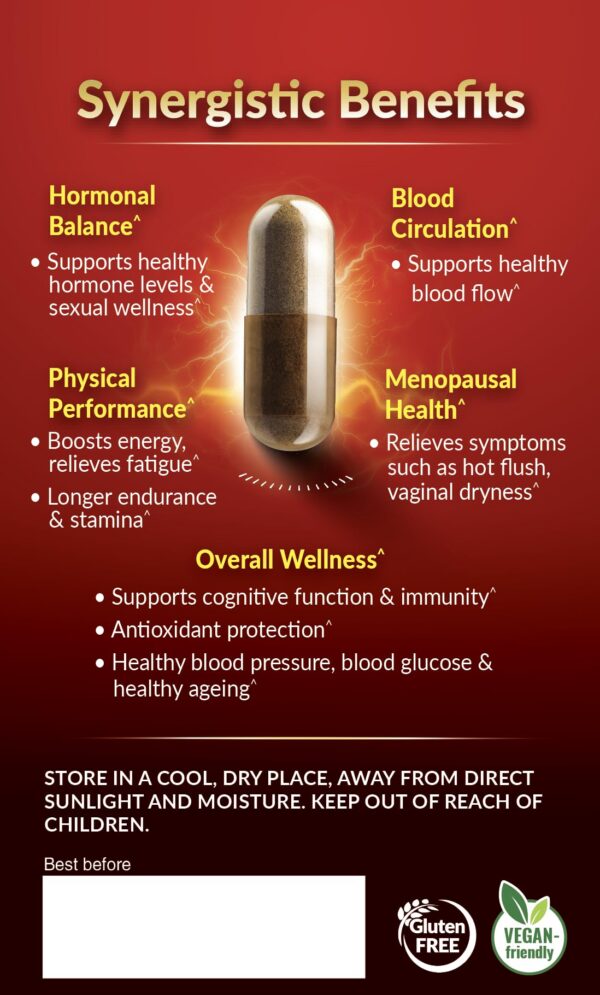 Cápsulas veganas MacaMaxima para energía y salud reproductiva