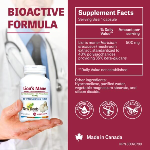 Cápsulas veganas de melena de león con polisacáridos y beta-glucanos