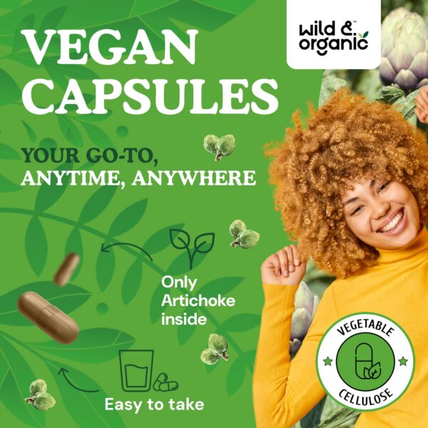 Cápsulas veganas y sin OGM de extracto de alcachofa orgánica