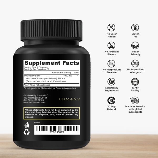 Version 1.0.0 Cápsulas veganas TUDCA+ HUMANX de 1000mg para limpieza hepática