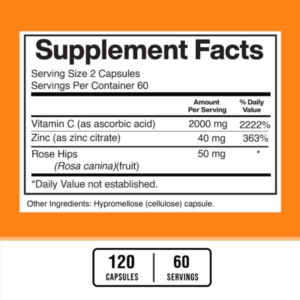 Cápsulas veganas vitamina C 2000mg y zinc American Standard
