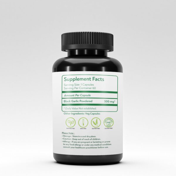 Cápsulas veganas de ajo negro 500 mg antioxidantes