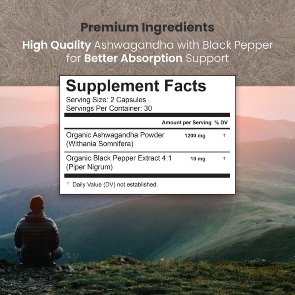 Cápsulas veganas Ashwagandha 100 Supps en mano