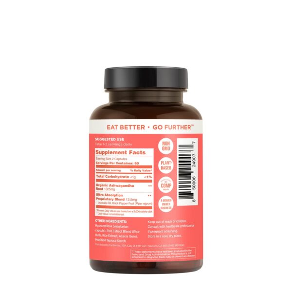 Cápsulas veganas de Ashwagandha orgánica con pimienta y aguacate