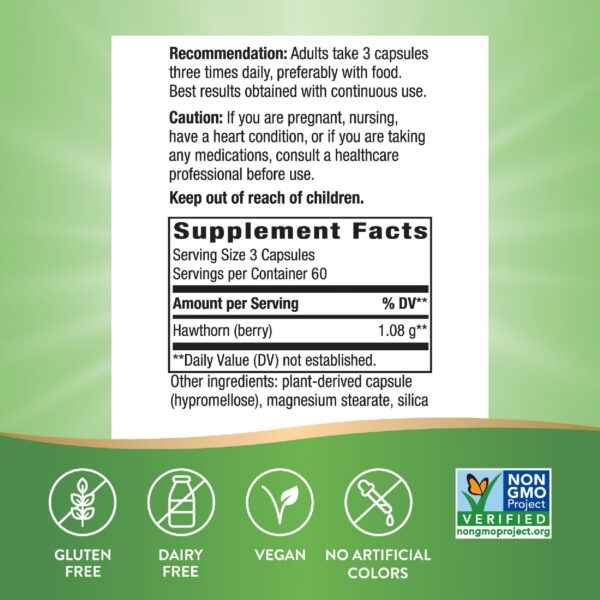 Cápsulas veganas de bayas de espino para salud del corazón