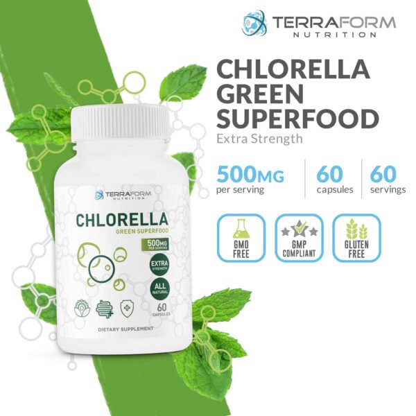 Cápsulas veganas de chlorella 1000mg TerraForm Nutrition