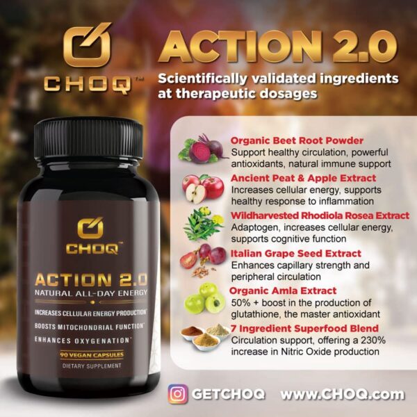 Cápsulas veganas CHOQ Action 2.0 Rhodiola Rosea
