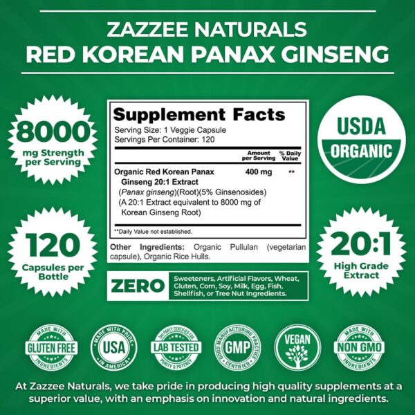 Version 1.0.0 Cápsulas veganas extracto ginseng panax coreano 8000 mg Zazzee
