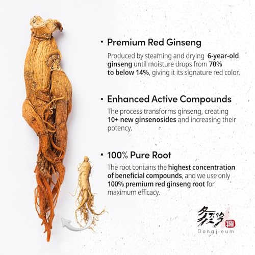 Cápsulas veganas con extracto premium de ginseng coreano rojo