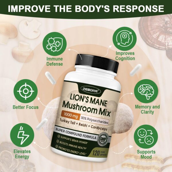 Cápsulas veganas hongos Melena de León ZEBORA 120 unidades