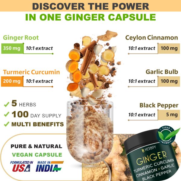 Cápsulas veganas de jengibre Herbpy en mano