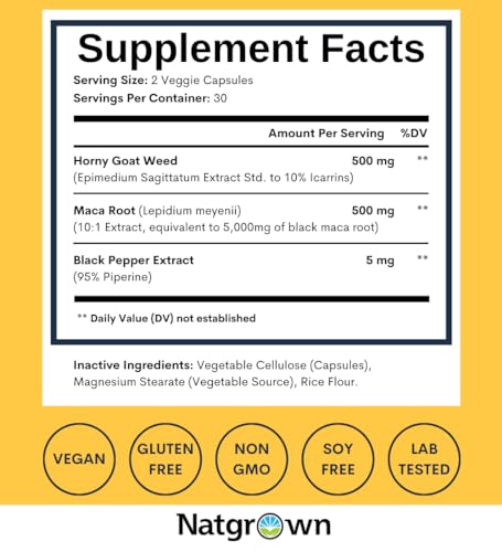 Cápsulas veganas Natgrown hierba cabra y maca negra