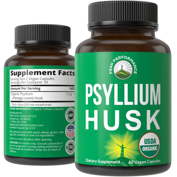 Cápsulas veganas de Psyllium Husk orgánico para fibra