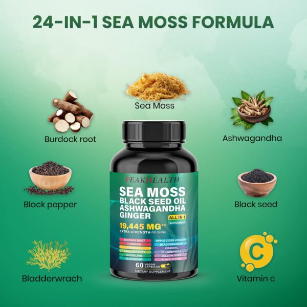 Cápsulas veganas shilajit y musgo marino para energía y sistema inmune