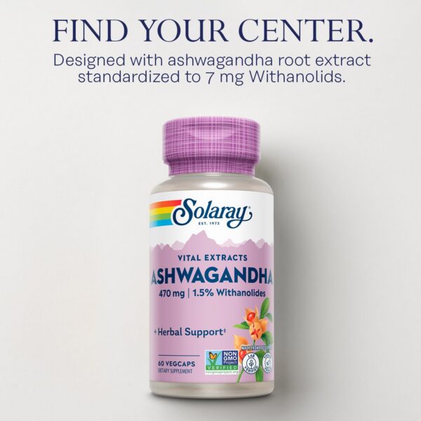 Cápsulas vegetales para suplemento Solaray Ashwagandha