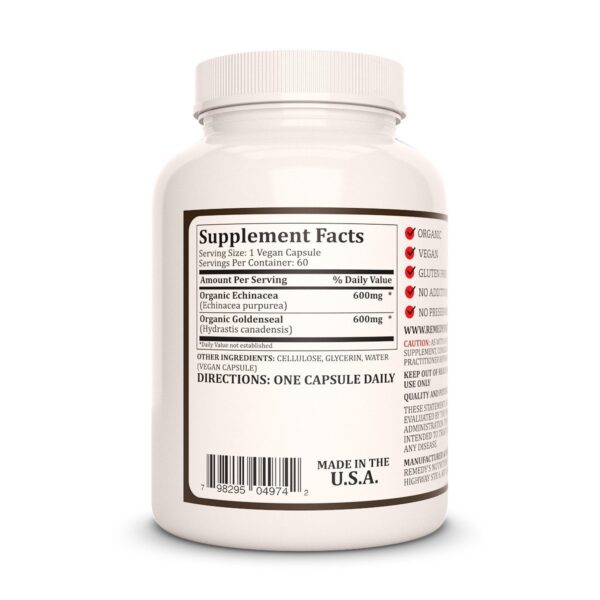 cápsulas veganas suplemento herbal echinacea goldenseal