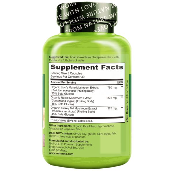 Version 1.0.0 Cápsulas veganas suplemento NATURELO mezcla de hongos funcionales