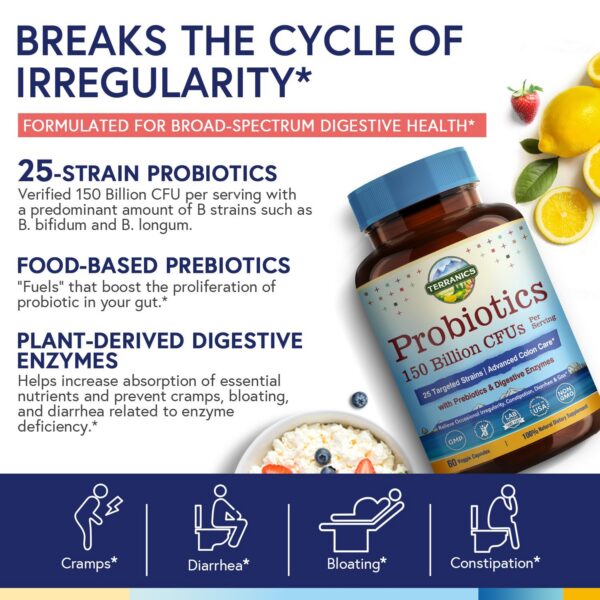 Cápsulas veganas Terranics probióticos colon cuidado 60 unidades