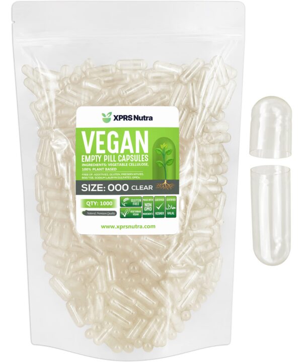 Version 1.0.0 Cápsulas veganas vacías tamaño 000 transparentes