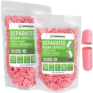 Cápsulas veganas vacías tamaño 0 rosas XPRS Nutra para suplementos
