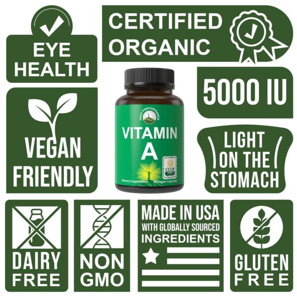 Version 1.0.0 Capsulas veganas vitamina a 5000 ui Peak Performance orgánica