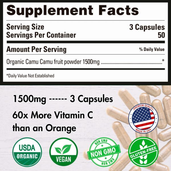 Cápsulas veganas vitamina C Camu Camu antioxidantes naturales