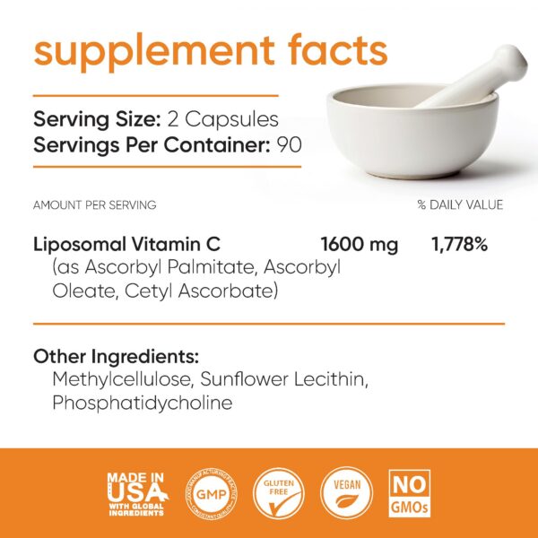 Cápsulas veganas Vitamina C liposomal 1600 mg