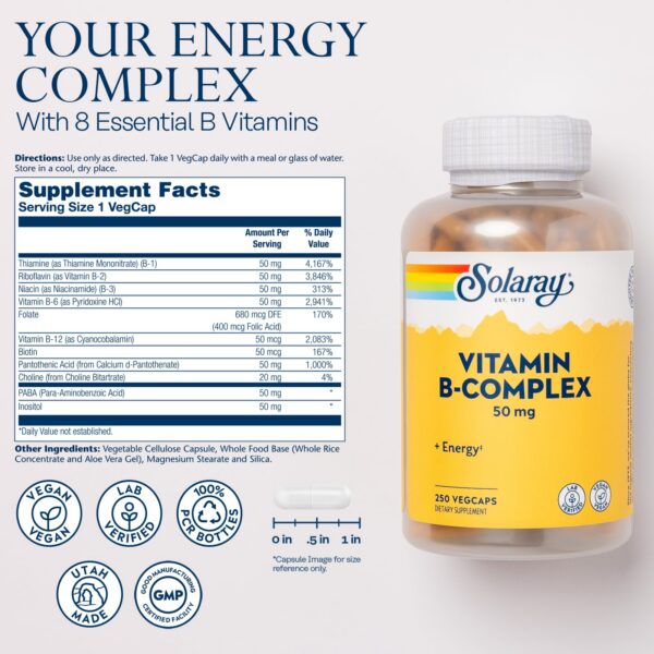Cápsulas veganas Solaray vitamina B complejo 50mg