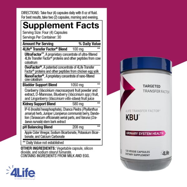 Cápsulas vegetales 4Life KBU para salud urinaria