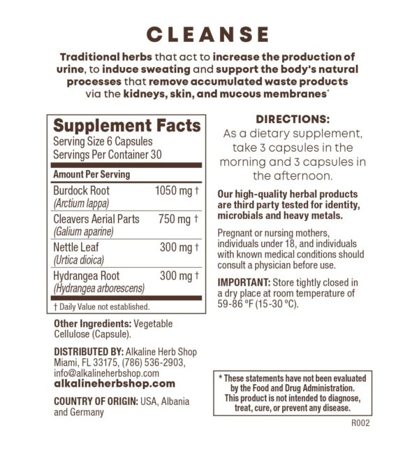 Cápsulas vegetales Alkaline Herb Shop limpieza tóxicos cuerpo