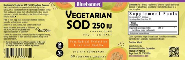 Cápsulas vegetales antioxidantes Blue Bonnet SOD 60 unidades