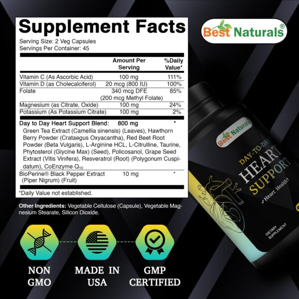 Cápsulas vegetales Best Naturals para salud del corazón