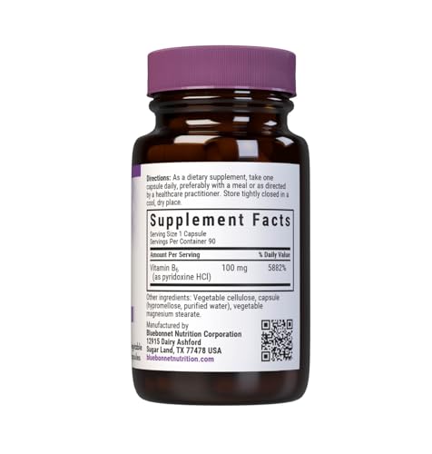 Cápsulas vegetales BlueBonnet vitamina B6 para salud