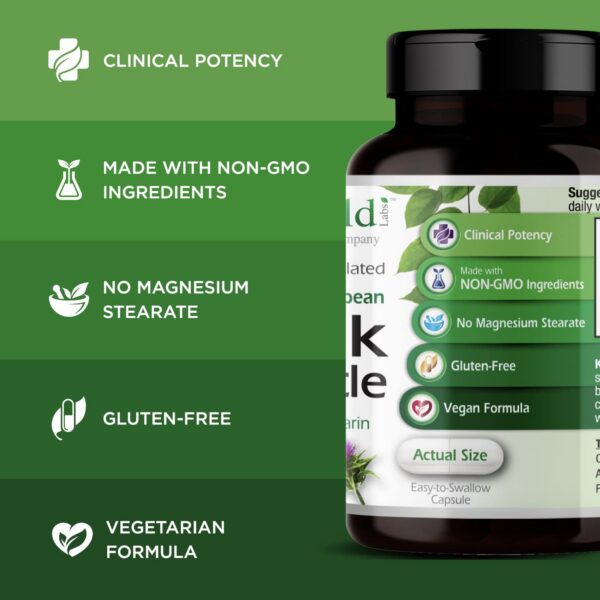 Cápsulas vegetales orgánicas de cardo mariano europeo para desintoxicación