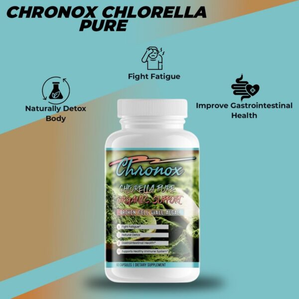 Cápsulas vegetales chlorella orgánica Chronox para energía