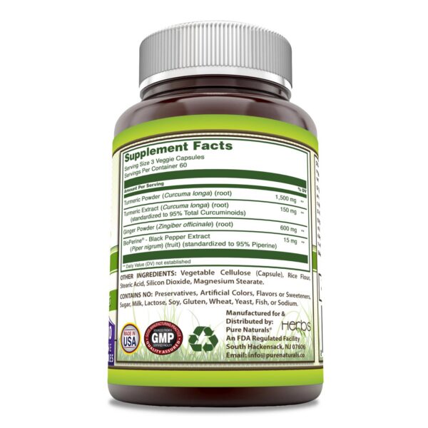 Cápsulas vegetales de cúrcuma y jengibre Pure Naturals