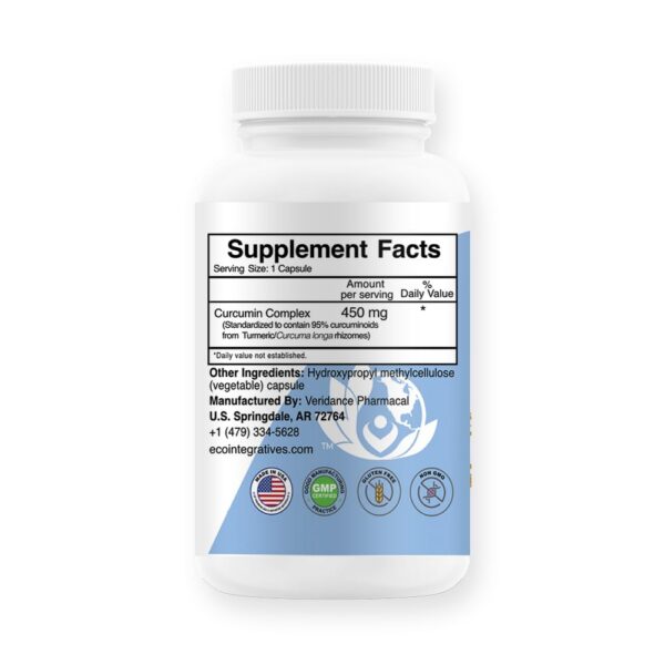 Cápsulas vegetales de cúrcuma para salud natural