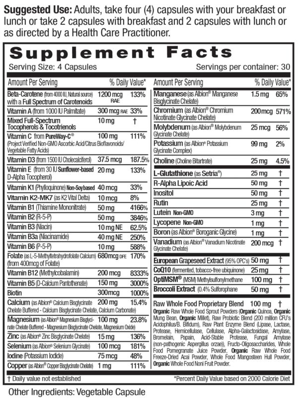 Cápsulas vegetales Emerald Labs multivitaminico para mujeres maduras