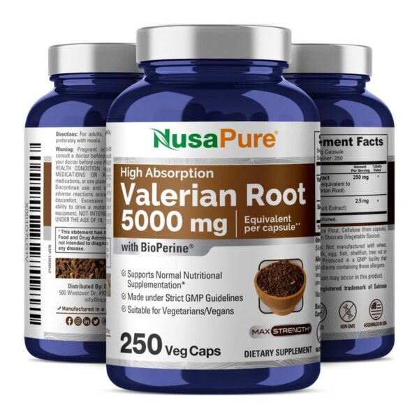 Cápsulas vegetales extracto valeriana NusaPure suplemento relajante