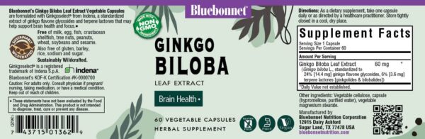 Cápsulas vegetales Ginkgo Biloba para concentración y foco